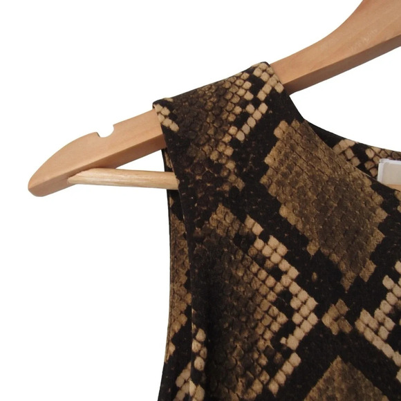 Michael Kors Tokara Snakeskin Top Sleeveless Blouse Size Small Fringe Hem Brown - Picture 5 of 8